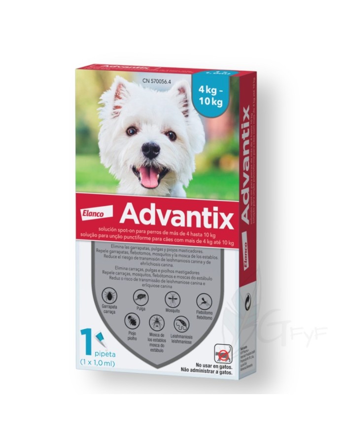 Advantix Single-dose Antiparasitic Pipette 4Kg-10kg Elanco