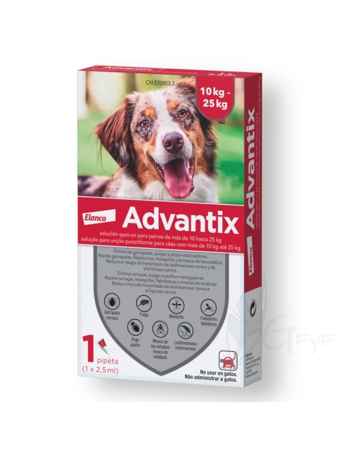 Advantix Single-dose Antiparasitic Pipette 10Kg-25kg Elanco