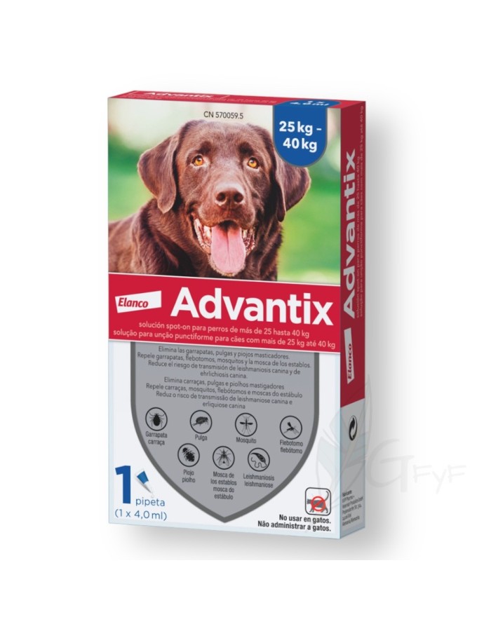 Advantix Single-dose Antiparasitic Pipette 25Kg-40kg Elanco